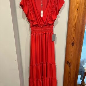 Max Studio Vibrant Red Maxi Dress NWT